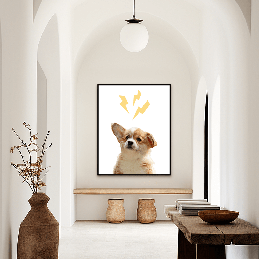 Custom Modern Pet Portrait | Lightening Bolt