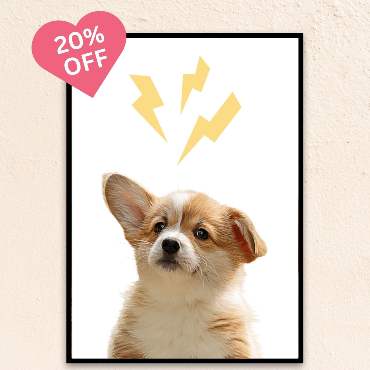 Custom Modern Pet Portrait | Lightening Bolt