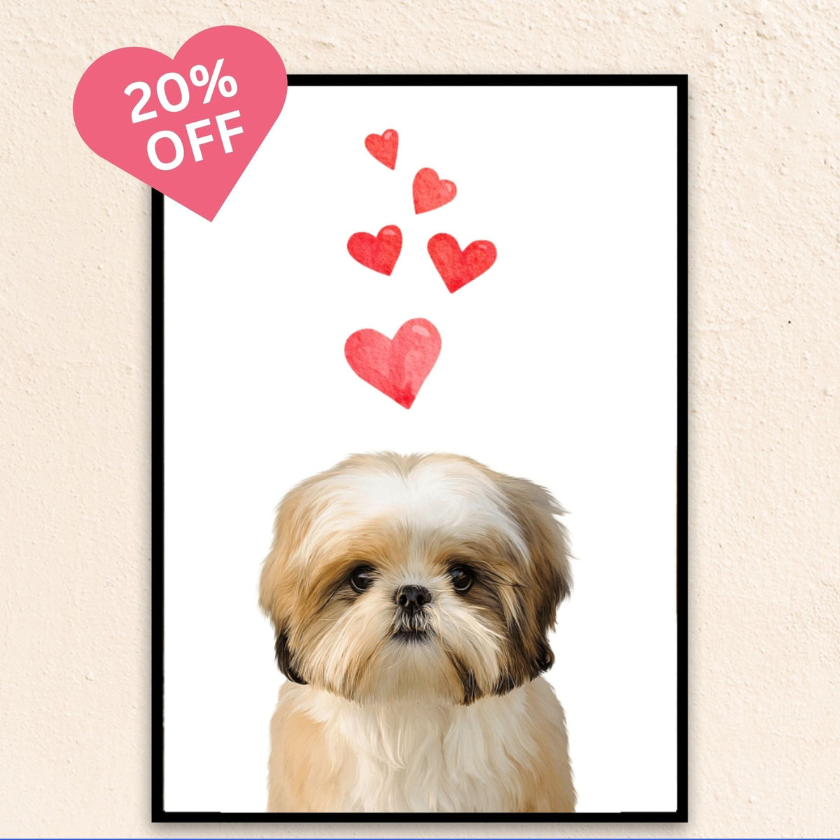 Custom Modern Pet Portrait | Multiple Hearts