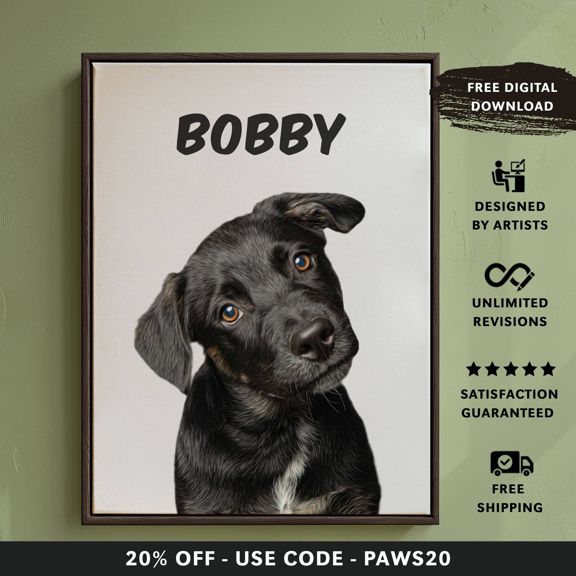 Custom Dog Portrait | Close Up