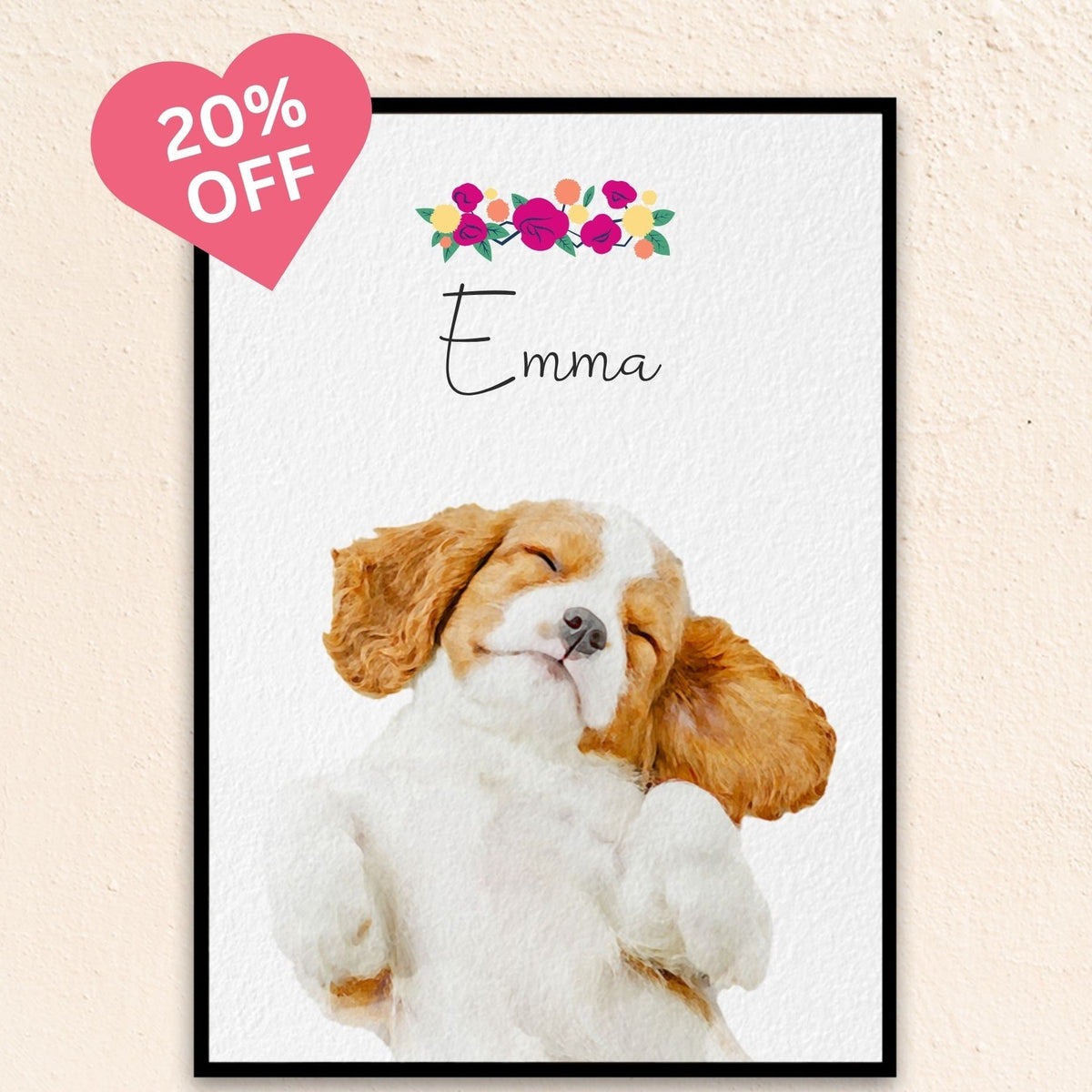 Custom Watercolor Pet Portrait | Floral Crown